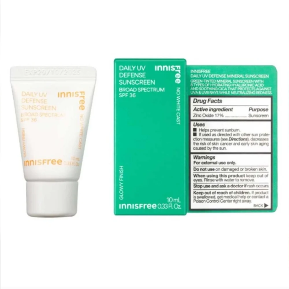 🩷 3/$15 InnisFree Daily UV Defense Sunscreen, Broad Spectrum SPF 36, 10ml, NIB